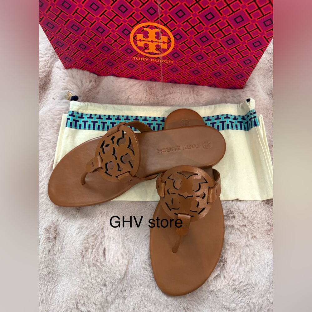 Tory Burch miller calf Leather Logo Thong Sandals - Picture 2 of 4